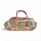 Vintage 80s GardenCore Tapestry Purse with Leather Straps