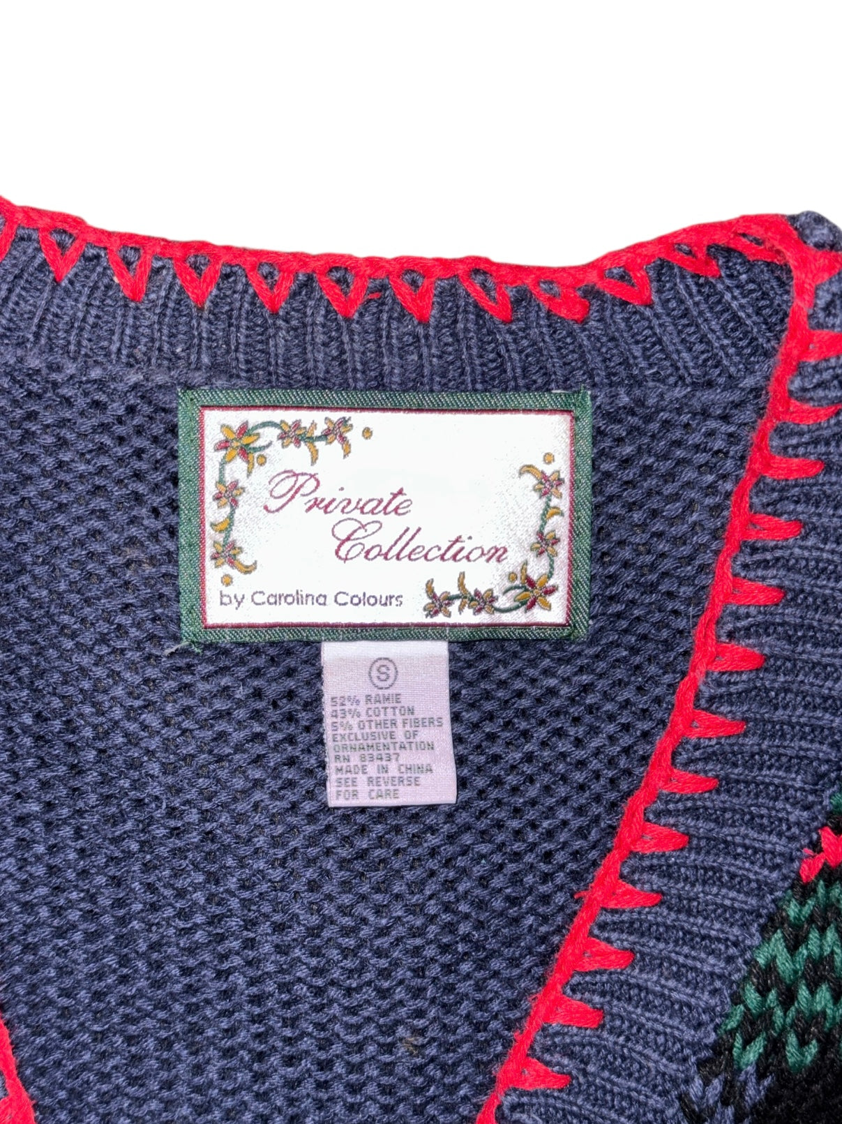 Vintage CAROLINA COLOURS Christmas Sweater Size Small