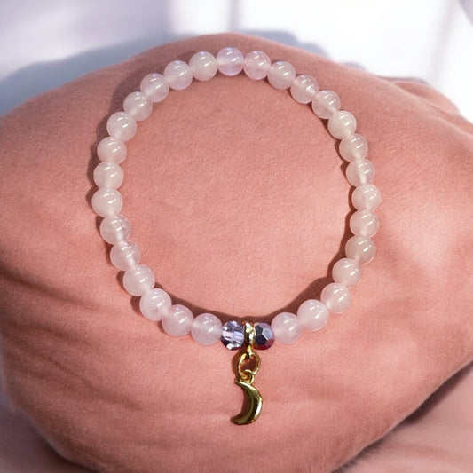 Rose Quartz Moon Bracelet (6mm)