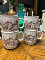 Vintage Lozapenco Chile Stackable Ceramic (4) Mugs