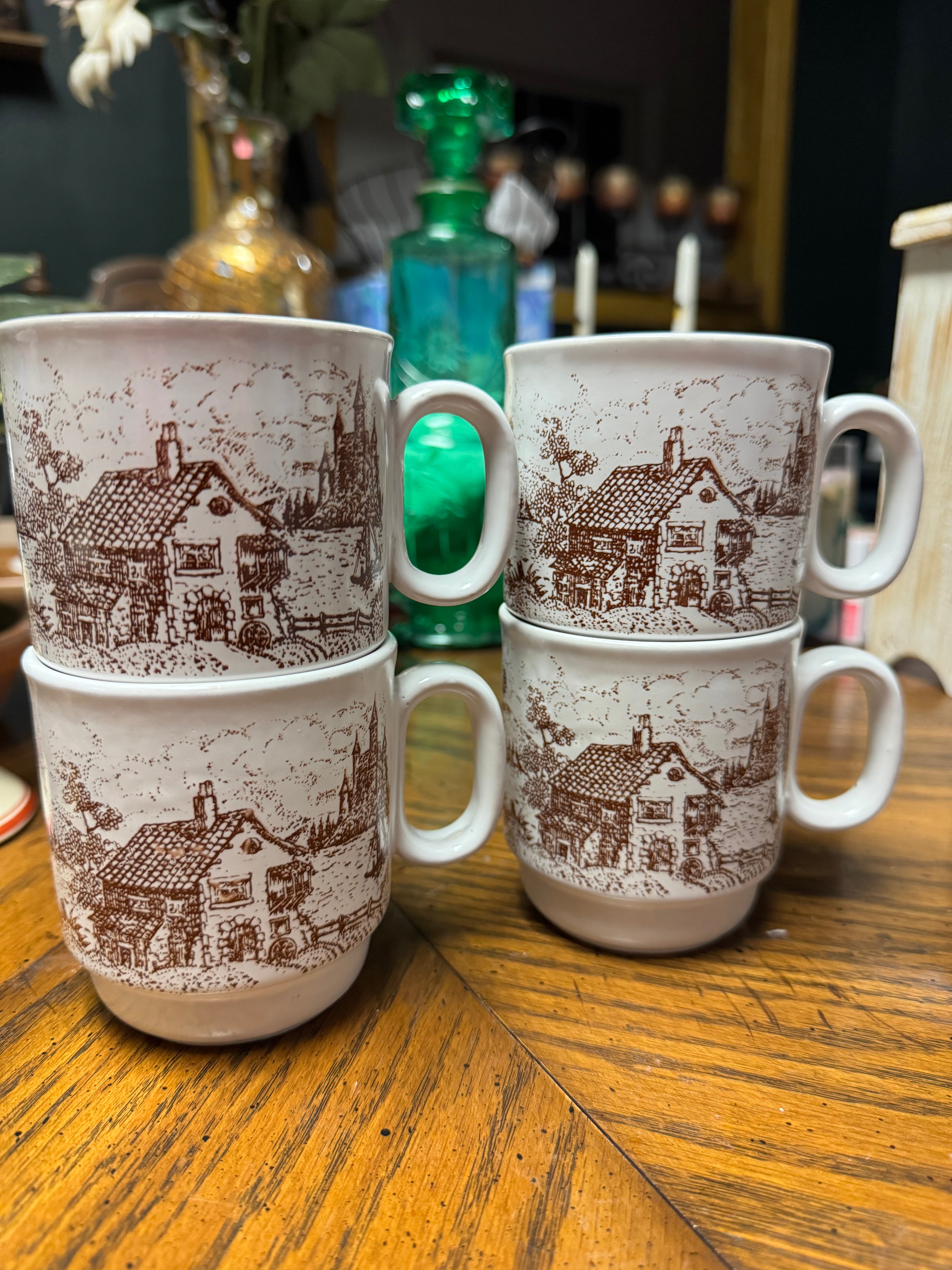 Vintage Lozapenco Chile Stackable Ceramic (4) Mugs