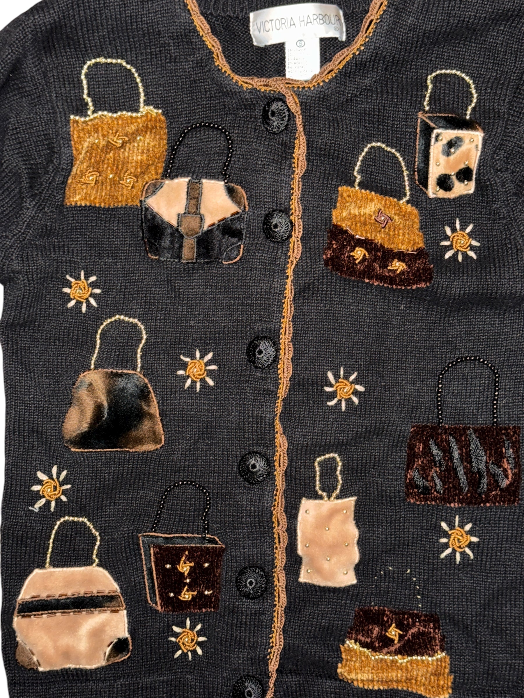 Vintage Victoria Harbour Beaded Purse Cardigan