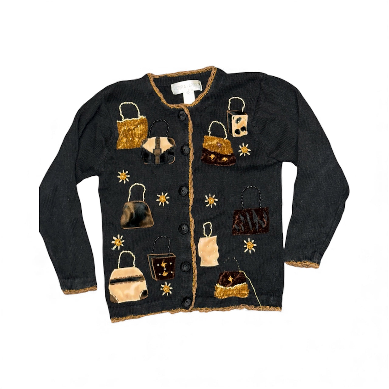 Vintage Victoria Harbour Beaded Purse Cardigan