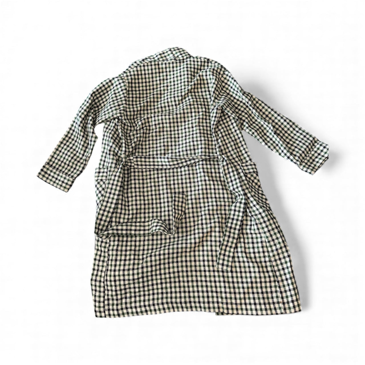 Vtg Pleetway Men's Sz Medium Green White Plaid Robe With Tie