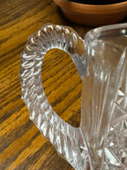 Vintage Crystal Clear Pressed Glass Spooner Dish~Vase Double Handles 5” Floral