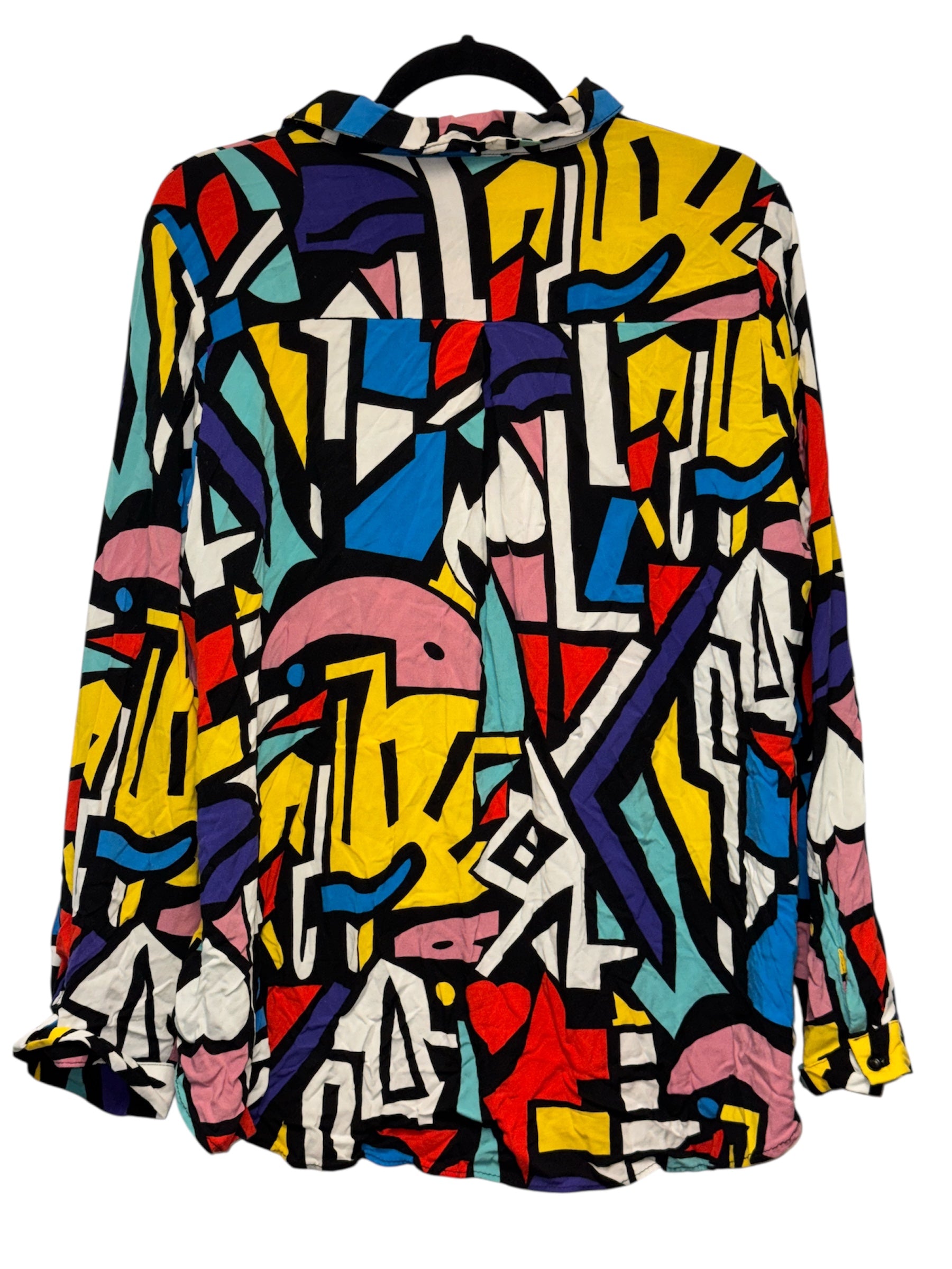Big Dart Vintage Pop Art Retro Colorful Bright Button Down Blouse Women’s XXL