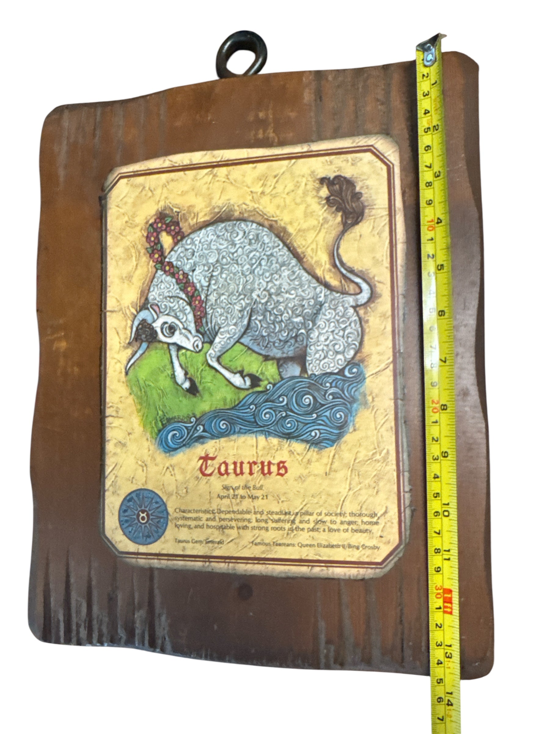 Vintage 1970’s Taurus Astrological Sign Hanging Wall Plaque