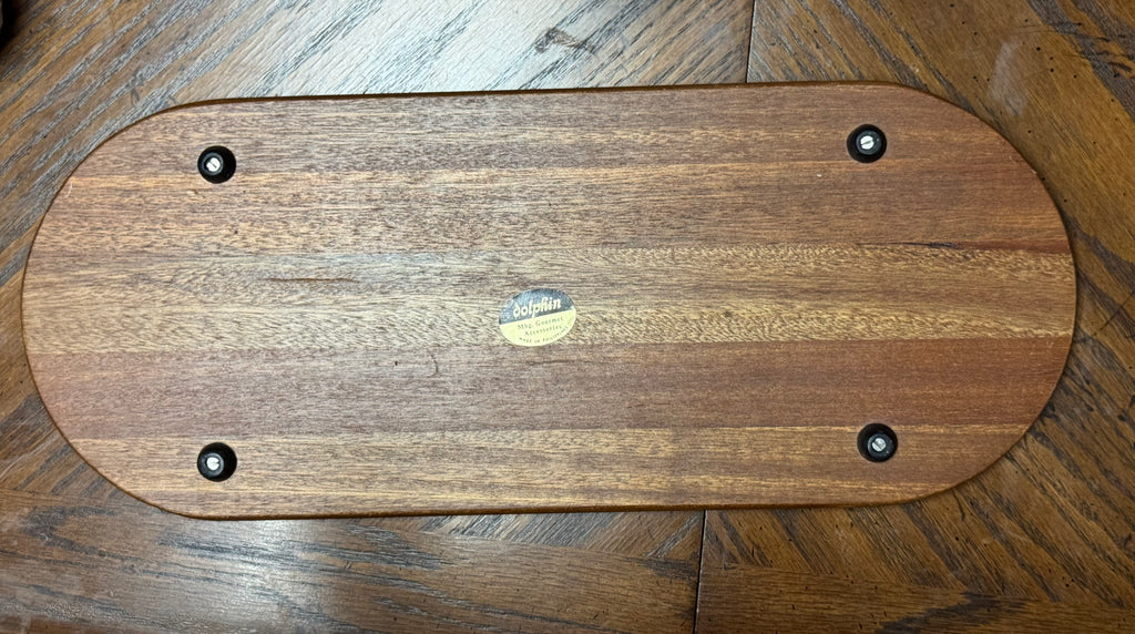 Vintage 1970s Dolphin Teakwood Floral Cheese Platter Board 19x8 Large
