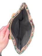 Vintage 80s GardenCore Tapestry Purse with Leather Straps