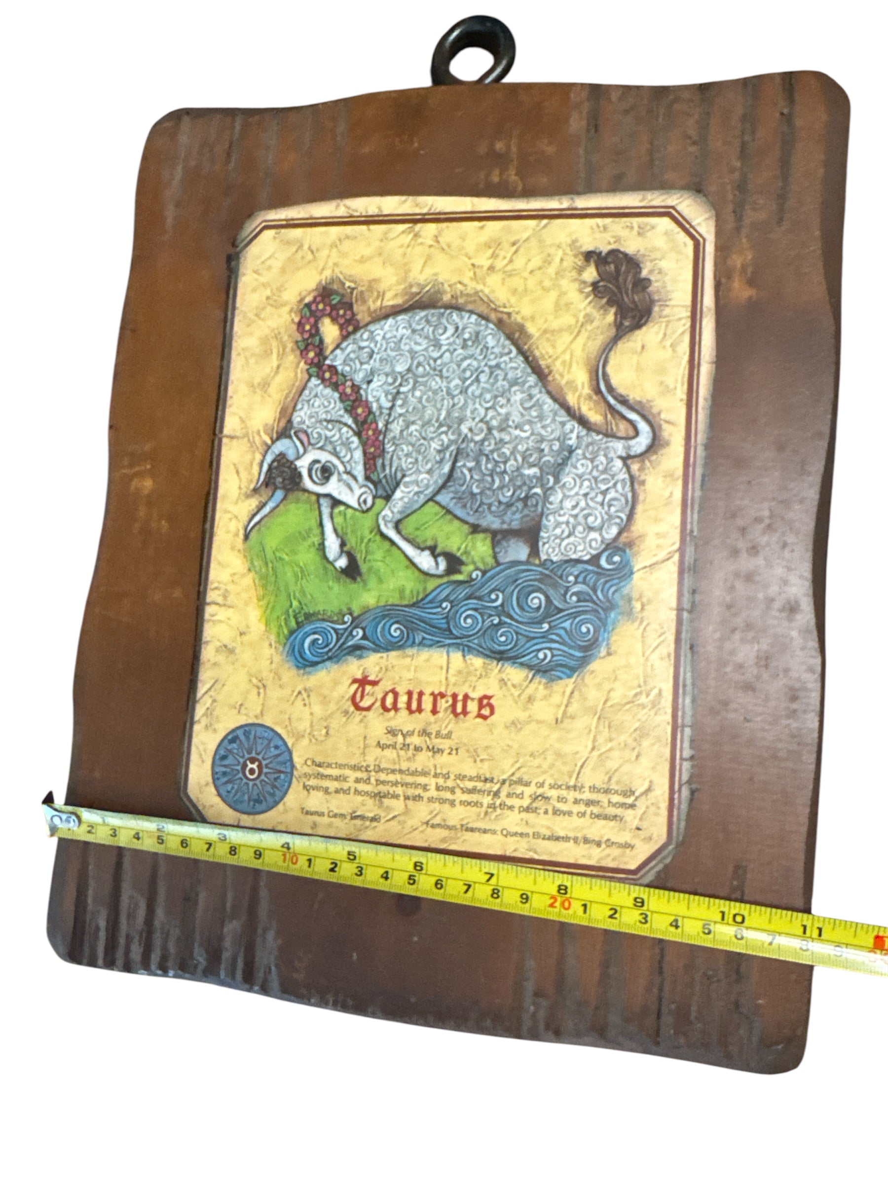 Vintage 1970’s Taurus Astrological Sign Hanging Wall Plaque