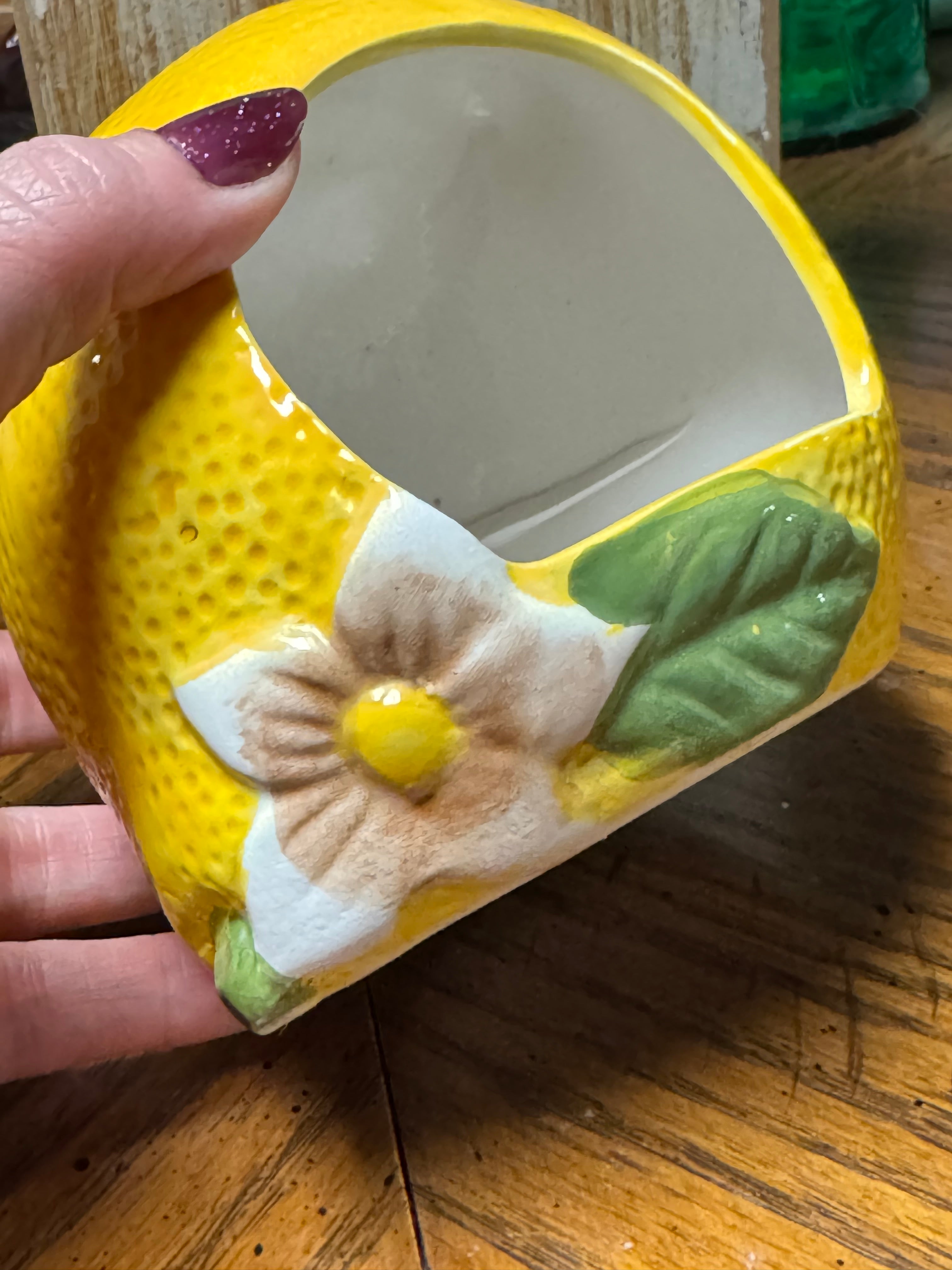 Vintage Ceramic Lemon Scouring Pad Sponge Holder