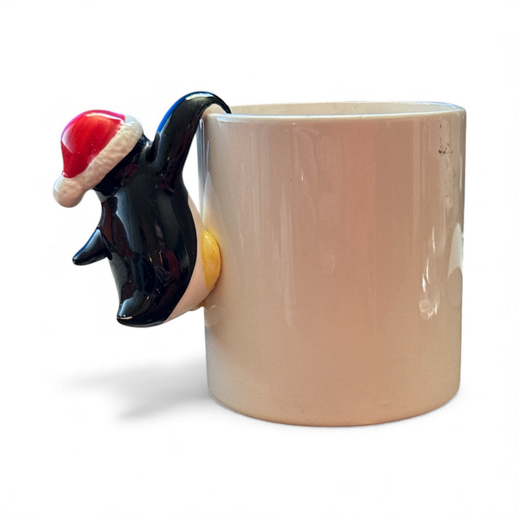 Vintage Holiday Mug With Penguin Handle
