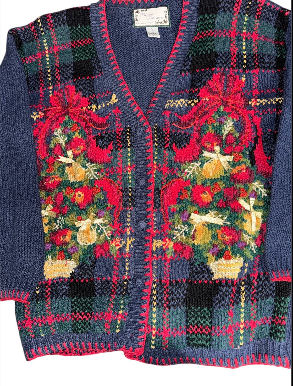 Vintage CAROLINA COLOURS Christmas Sweater Size Small