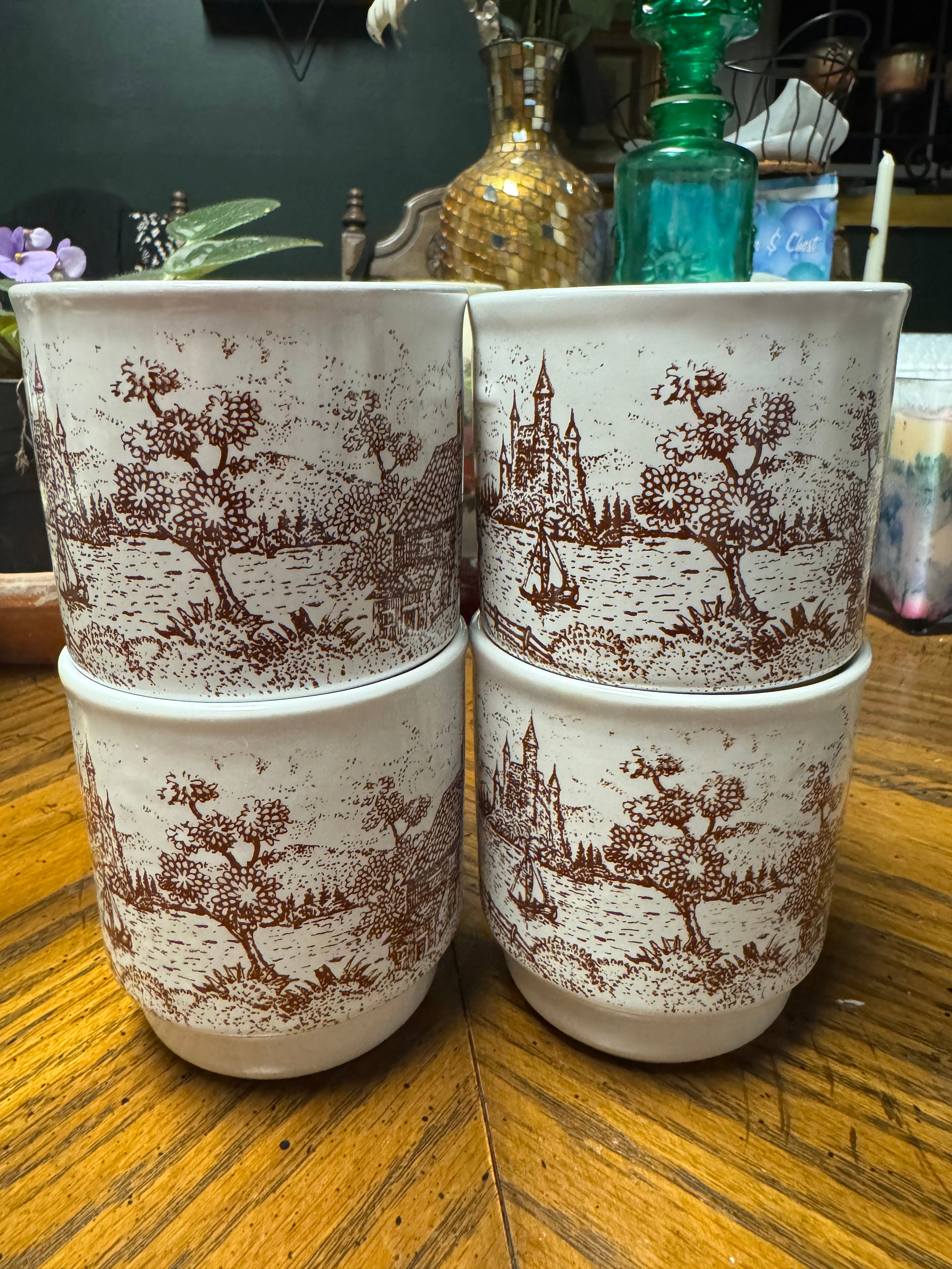 Vintage Lozapenco Chile Stackable Ceramic (4) Mugs