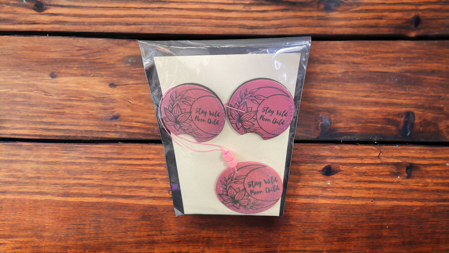 Stay Wild Moon Child freshener & coaster set